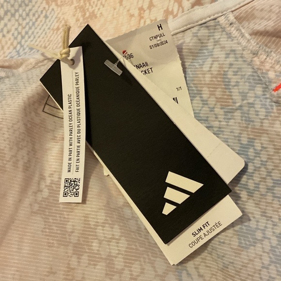 NWT Adidas Fast Running Jacket women’s tan blue X-Large #Gift - Picture 9 of 11